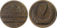 Paris Medaille Bronze Paris - Sportverband der Polizeipräfektur, Gebäude und Olympische Ringe / Verbandsabzeichen, v. Berard, ca. 59 MM -