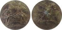 Paris Medaille Bronze Paris - auf die Weltausstellung, auf einem Amboß sitzender Arbeiter wird von Pallas bekränzt, darunter Ausstellungsgebäu -