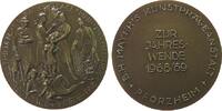 Neujahr Medaille Bronze Jahreswende - Frieden, Menschengruppe aus verschiedenen Nationen - Frieden / Schrift, v. B.H. Mayer Pforzheim, ca. 50 MM -