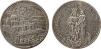 Wallfahrt Medaille Bronze versilbert Ettal, Kloster / Hl. Maria mit dem Jesuskind, ca. 27 MM, sauber entfernte Öse -