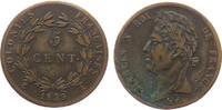 Französische Kolonien 5 Centimes Br Charles X, für Guyana, VG 2668, etwas Belag -