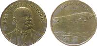 Luftfahrt Medaille Bronze versilbert Graf von Zeppelin, LZ 4 über dem Bodensee, unsigniert, ca. 22,5 MM, Silberreste, entfernte Öse -