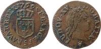 Frankreich Liard á la vieille téte Ku Louis XV, S (Reims), Dupl.1701, Grünspan -