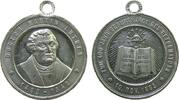 Reformation / Religion tragbare Medaille Zinn Luther Martin (1483-1546) - auf seinen 400. Geburtstag, Brustbild halbrechts / Bibel - darüber Dreieck mit dem Auge Gottes -
