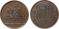 Schweiz Medaille Bronze Genf - auf die Eröffnung der Bahnstrecke Lyon - Genf, Stadtwappen von Genf / Lokomotive mit Fahnen und Wappen, v. Bovy, c -