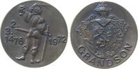 Schweiz Medaille Bronze Grandson (Waadt) - auf die Schlacht von 1476, mittelalterlicher Soldat mit Schwert und Becher / Wappen, Signatur: PEKA, c -