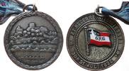 Sport tragbare Medaille Bronze versilbert teilemailliert Giessen Rudergesesellschaft - auf die 27. Ruderregatta, Ruderboot auf der Lahn unter Burg Gleib -