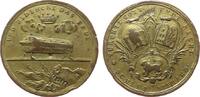Gelegenheitsmedaillen Medaille Bronze vergoldet Moral - Fürchte Gotte - Thue Rech - Scheue Niemand, Drei Wappen / Sarg - und bedencke das Ende, ca. 35 MM, Krat -