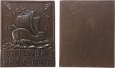 Neujahr Plakette Bronze Neujahr, Kogge zwischen 19-27 - darüber Viel Glück, einseitig, ca. 41 x 50 MM -