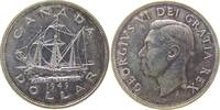 Kanada 1 Dollar Ag Neufundland, Segelschiff, etwas berieben, Patina -
