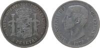 Spanien 5 Pesetas Ag Alfonso XII, feiner Kratzer -