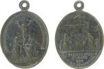 Wallfahrt tragbare Medaille Messing Kreuzigungsszene / Krippenszene, v. Kissing, ca. 26,3 x 37 MM, Belag -