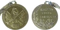 Schützen tragbare Medaille Bronze vergoldet Basbeck (heute OT von Hemmoor) - auf den Schützenverein, Zielscheibe und gekreuzte Flinten / Schrift, ca. 34 MM -