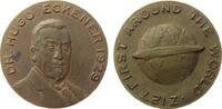 Luftfahrt Medaille Bronze Weltfahrt des LZ 127, Brustbild Hugo Eckener halbrechts / Luftschiff nach links vor westlicher Seite des Globus - Umschri -