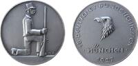 Schützen Medaille 1927 Silber München - 18. Deutsche Bundesschießen, knieender Schütze / Adlerkopf, v. fast stgl