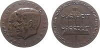 USA Medaille Bronze Kenndey J.F. und Konrad Adenauer, die Büsten beider Staatsmänner gestaffelt nach links / Glocke - Freiheit / Freedom, c -