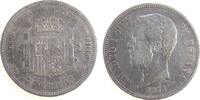 Spanien 5 Pesetas Ag Amadeo I, DE - M, 1871/71 -