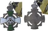 Schützen tragbares Abzeichen versilbert und teilemailliert Ohne Zuordnung, ca. 44 x 58 MM -
