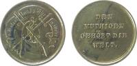 Schützen Jeton Messing Dem Mutigen gehört die Welt, gekreuzter Degen und Flinte / Mehrzeiler, ca. 22 MM -