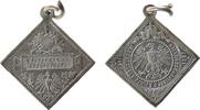 Schützen tragbare Miniaturklippe Bronze versilbert Frankfurt - auf das 9. Deutsche Bundesschiessen, Zielscheibe über Schrifttafel / Reichsadler und Jubiläumsdate -