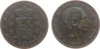 Spanien 10 Centimos Br Alfonso XII, kleine Randkerbe -