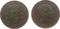 Spanien 10 Centimos Br Alfonso XII, winziger Randfehler -