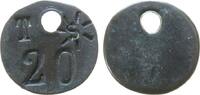 Gelegenheitsmedaillen Tormarke (?) Kupfer T - S mit Strahlen - darunter 20, gelocht, ca. 25 MM -
