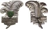 Gelegenheitsmedaillen Abzeichen Bronze versilbert, teilemailliert Thüringerwaldverein - für 25 Jahre Mitgliedschaft, Farn mit Schrifttafel, ca. 33,5 x 38,5 MM, -