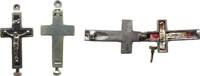 Wallfahrt Reliquienkreuz Messing versilbert Reliquienkreuz mit Berührungsreliquien, ca. 1900-1940, Agnus Die, aufschraubbar, mit Inhalt, ca. 44 x 20 x 5, -