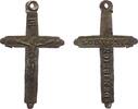 Wallfahrt tragbares Kreuz Messing Erinnerung an die Heilige Mission - Souvenier de Mission, ca. 23,5 x 39,5 MM, 19. Jhrd. -