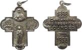 Wallfahrt tragbares Kreuz Bronze versilbert Lourdes - auf den 100. Jahrestag der Marienerscheinung, ca. 22 x 28 MM -