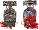Sport Abzeichen Zinn Nürnberg - auf das 10. Deutsches Turnfest, Stadtansicht und Schrift, v. Lauer, ca. 73 x 39 MM, intakte Nadel -