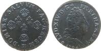 Frankreich 10 Sols aux 4 couronnes Ag Louis XIV, BB (Strasbourg), 1/8 Ecu environ, dunkle Patina -