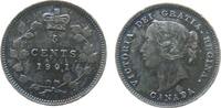 Kanada 5 Cents Ag Victoria, kleine Randfehler, Patina -