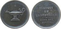 Städte Prämienmedaille Silber Stuttgart Stadt - Königliches Gymnasium, Öllampe / Schrift, unsigniert, ca. 27 MM, ca. 10,8 Gramm, Patina -