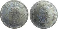 Norwegen 10 Öre Ag Oscar II, Sieg 25, Patina -