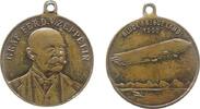 Luftfahrt Medaille Bronze Zeppelin Ferdinand Graf von - auf seinen 70. Geburtstag, Büste des Grafen halbrechts / Zeppelin über Bodensee - oben 1908 -