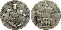 Vatikan Medaille Bronze versilbert Paul VI (1963-1978), auf das heilige Jahr, Jesus mit zwei Menschen / verschiedene Kirchengebäude in Rom, v. Ma -