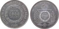Brasilien 1000 Reis 1860 Ag Pedro II, winzige Randfehler vz 56.15 US$  +  25.13 US$ shipping
