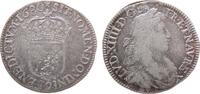 Frankreich Ag Louis XIV, 9 (Rennes), ca. 13,1 Gramm, Fassungsspur (?), Schrötlingsfehler auf dem Wappen, selten 1/2 Ecu au buste juvénile 1680 s+