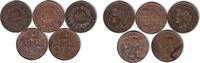 Frankreich Kupfer Ceres und Dupuis Lot 5 Münzen zu 10 Centimes 1871-1901 ss und besser
