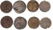 Frankreich div. Louis XV. 1755 - 2 Sols mit Henkelspur, Douzain 1593, Philipp IV. 1285-1314 - Double parisis, Liard de France Lot 4 Münzen o.J. 1755 u