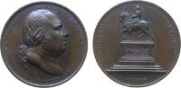 Frankreich Medaille Bronze Louis XVIII. - auf die Grundsteinlegung des Denkmals für Heinrich IV., Pont Neuf in Paris, Büste nach rechts / Denkmal, v -