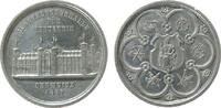 Städte Medaille Zinn Chemnitz - auf die Ausstellungshalle, Gebäudeansicht / Wappen umgeben von div. Handwerkszeichen, ca. 33 MM, etwas verbogen, -