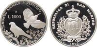 San Marino 1000 Lire Ag Falke und Specht, winzige Flecken -