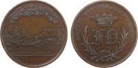 Frankreich Medaille Bronze Havre le - auf die Rudergesellschaft, zwei Ruderboot vor Segelschiffen / gekröntes Monogramm, v. Laurence, ca. 40,5 MM, R -