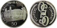 Casino Jeton zu 50 Mark Silber Baden-Baden, Wert / Ansicht des Casinos, ca. 45 MM, ca. 31,5 Gramm -