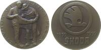 Tschechoslowakei Medaille Bronze Skoda-Werke - auf die 100. Jahrfeier in Pilsen, Arbeiter und Ingenieur / Emblem, ca. 60 MM -