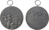 Schützen tragbare Medaille Bronze versilbert Quellenburg - Komp. Quellenburg 1932, Schützen im Schießstand / Gravur, ca. 40,5 MM -