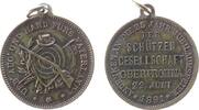 Schützen tragbare Medaille Bronze Oberfrohna - Andenken an die 25jährige Jubiläumsfeier, Zielscheibe-Flinte-Fahne und Zielscheibe / Schrift, ca. 27,2 MM, k -